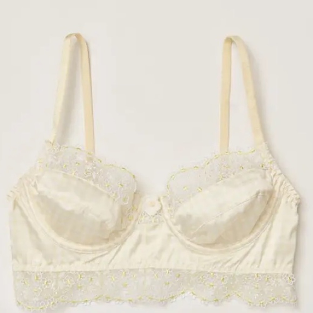 For Love & Lemons Yellow Gingham Longline Bra Large New With Tag
